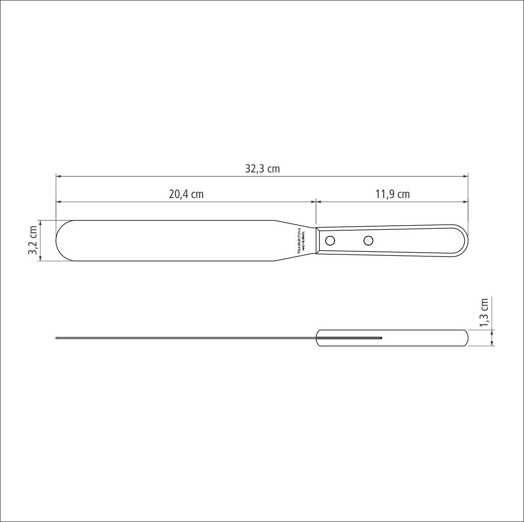 Tramontina Offset Spatula Stainless-Steel Blade 8" Treated Red Polywood Handle - 21161/178