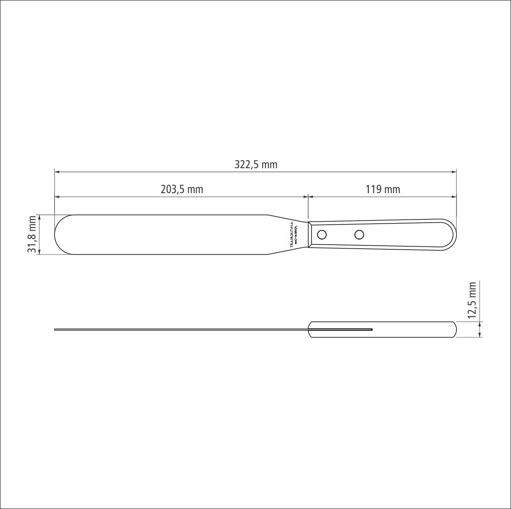Tramontina Offset Spatula Stainless-Steel Blade 8" Treated Red Polywood Handle - 21161/178
