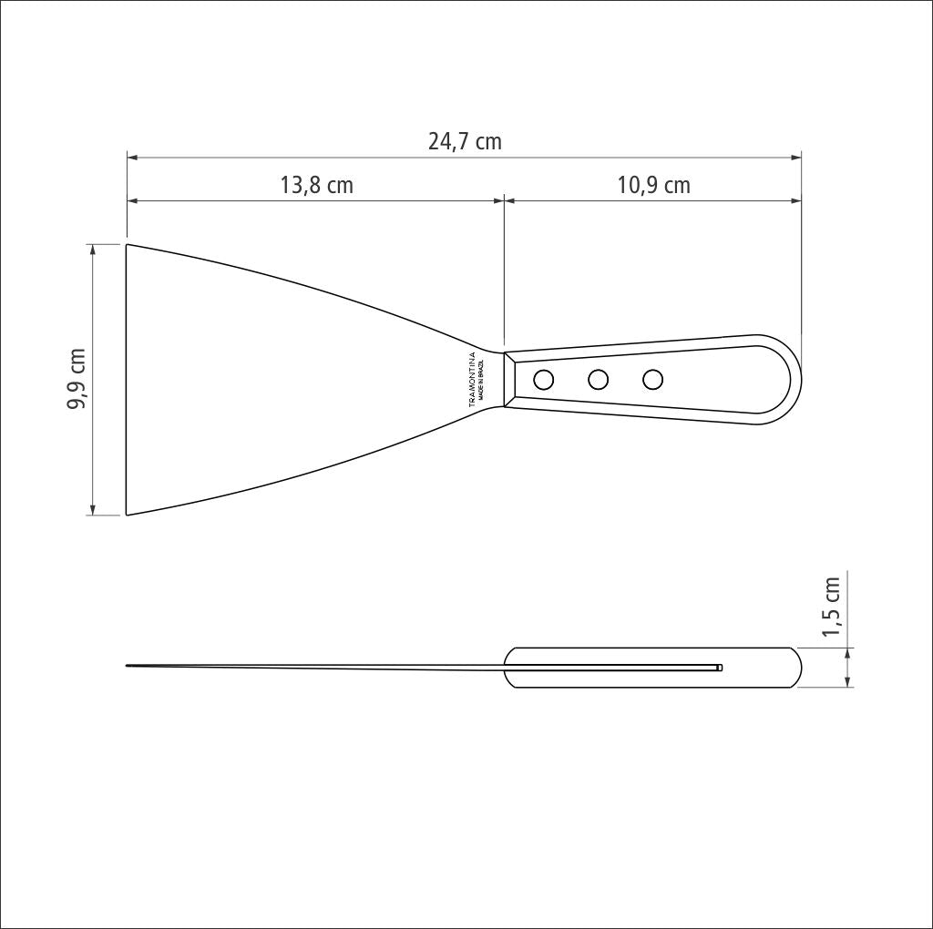 Tramontina Scraping Spatula Stainless-Steel Blade 5" Treated Red Polywood Handle - 21166/175