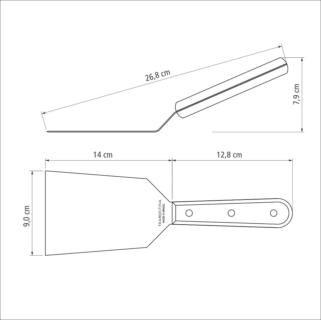 Tramontina Frying Spatula Stainless-Steel Blade 5" Treated Red Polywood Handle - 21168/175