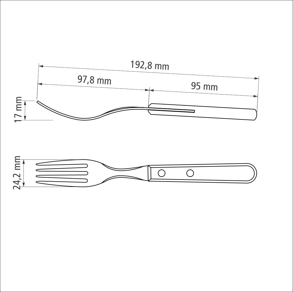 Tramontina Dynamic 3-Piece Set of Table Forks with Stainless-Steel Tines and Natural Wood Handles -22302/300