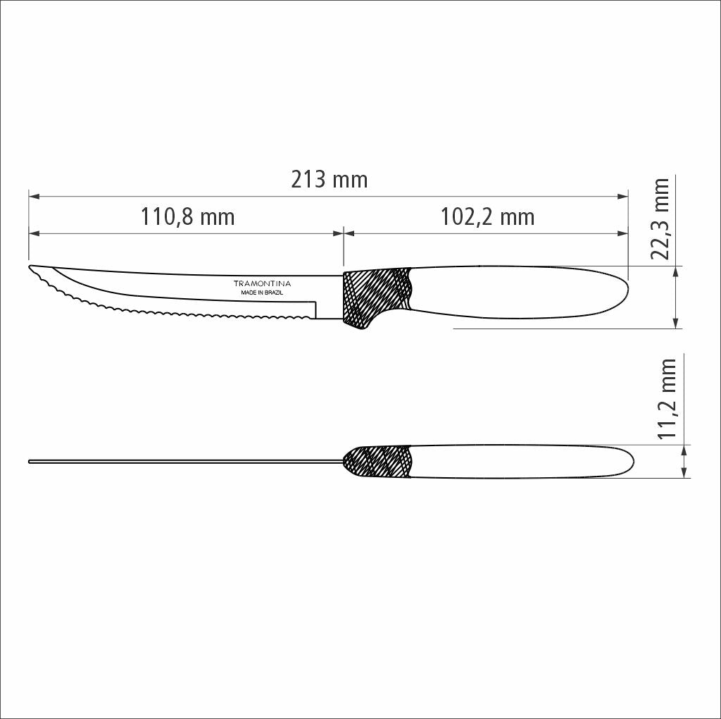 Tramontina Ipanema Stainless Steel Steak Knife 3pc Set with Blue Polypropylene Handles - 23360/315