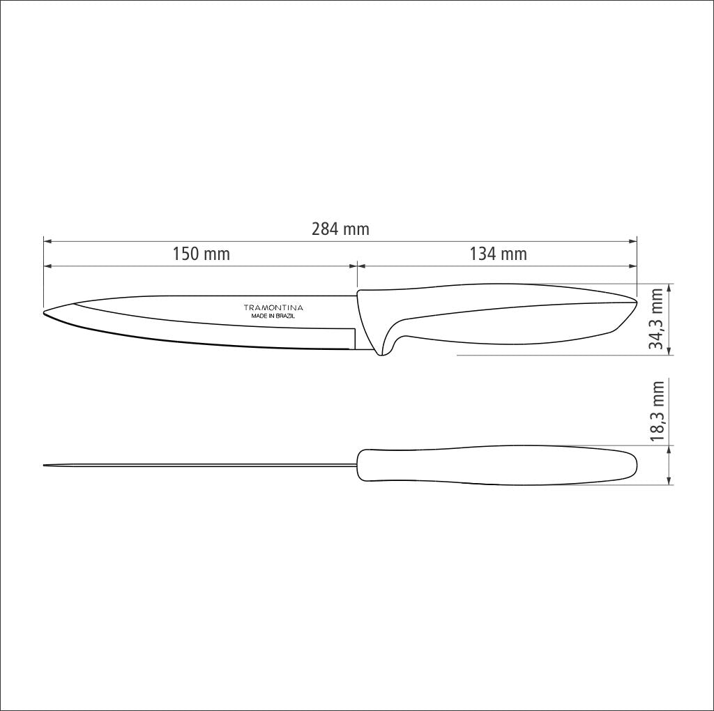 Tramontina Plenus Utility Knife with 6" Stainless Steel Blade & Off White Polypropylene Handle - 23424/136