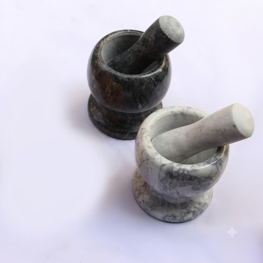 Mortar & Pestle Marble Stone 11x10.5cm- 1111