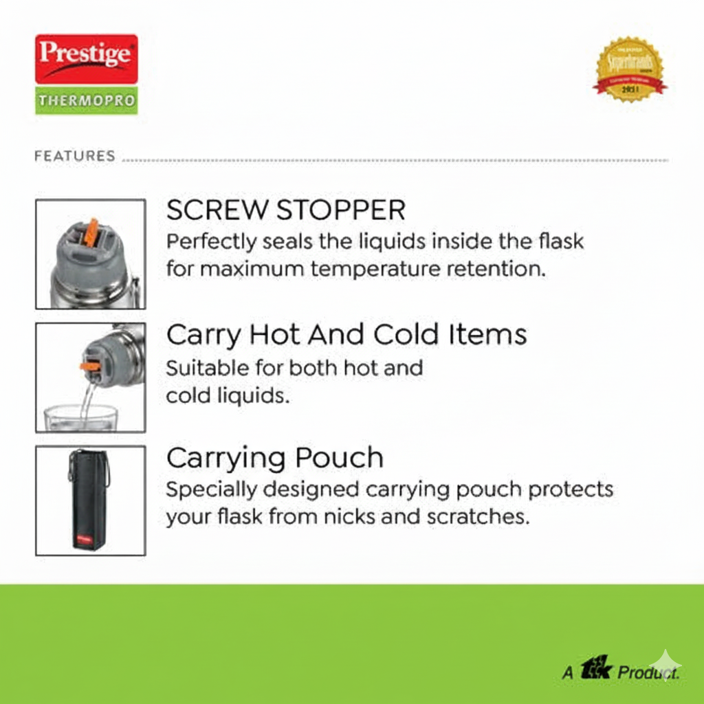 Prestige Thermopro Stainless Steel Flask PFSL 1L - 42853