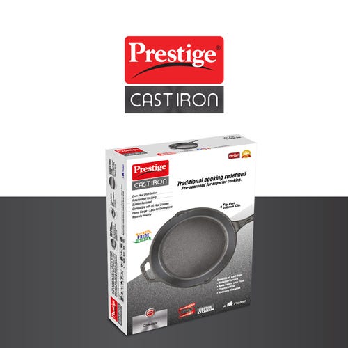 Prestige Cast Iron Scratch Resistant Round Base Fry Pan, 25cm- 30559