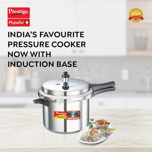 Prestige Popular Plus Virgin Aluminium Gas and Induction Compatible Pressure Cooker 5L-10203