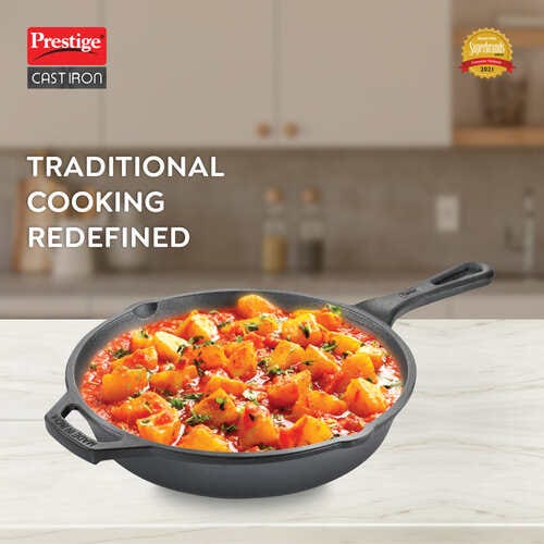 Prestige Cast Iron Scratch Resistant Round Base Fry Pan, 25cm- 30559