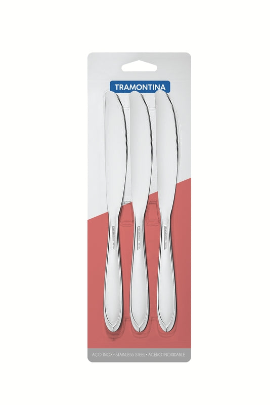 Tramontina Laguna Stainless Steel Table Knife Set 3 Pieces with Skin Pack-66906/031