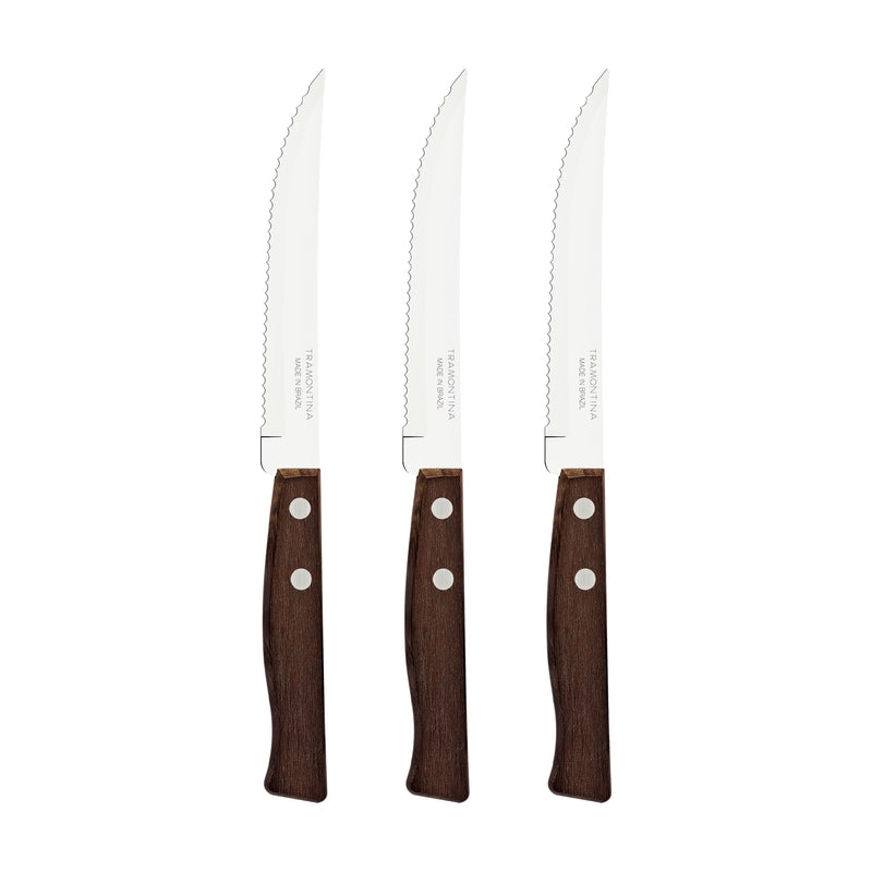 Tramontina Tradicional 3-Piece Set of Steak and Fruit Knives with Stainless-Steel Blades-22200/305