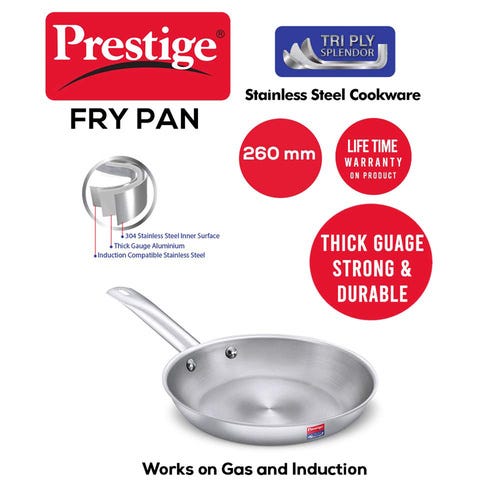 Prestige 26cm/2.3L Tri-Ply Stainless Steel Splendor Fry Pan-37415