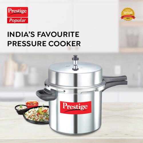 Prestige Popular Virgin Aluminium Precision Weight Valve Pressure Cooker, 12 L-10033