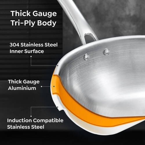 Prestige 26cm/2.3L Tri-Ply Stainless Steel Splendid Fry Pan with Lid- 38319