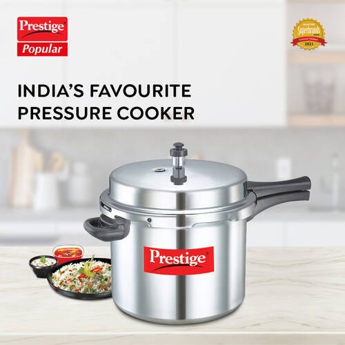 Prestige Popular Virgin Aluminium Precision Weight Valve Pressure Cooker, 10 L-10030