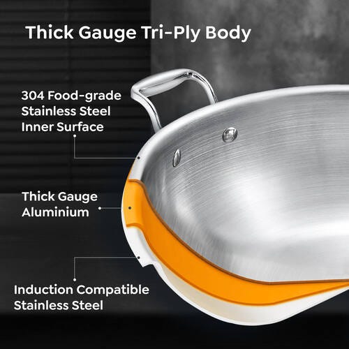 Prestige 20cm/3.2L Tri-Ply Stainless Steel Splendid Casserole- 38327