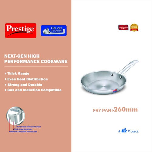 Prestige 26cm/2.3L Tri-Ply Stainless Steel Splendor Fry Pan-37415