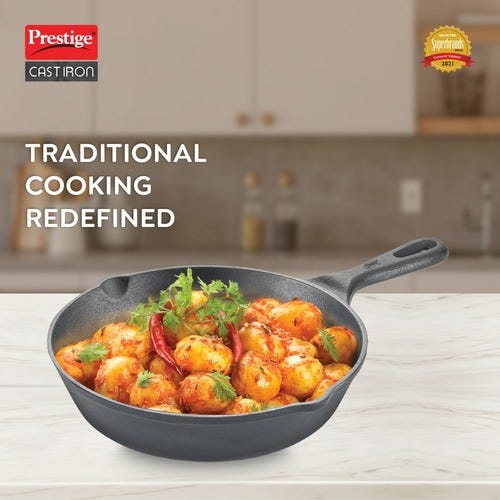 Prestige Cast Iron Scratch Resistant Round Base Fry Pan, 20cm- 30558