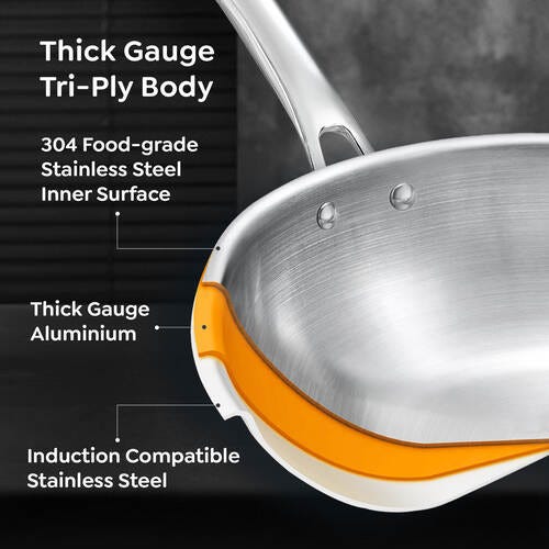 Prestige 20cm/1.0L Tri-Ply Stainless Steel Splendid Fry Pan with Lid- 38316