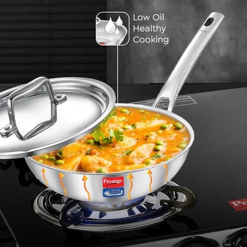Prestige 24cm/1.7L Tri-Ply Stainless Steel Splendid Fry Pan with Lid- 38318