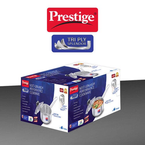 Prestige 14cm/1.1L Tri-Ply Stainless Steel Splendor Sauce Pan with Glass Lid - 37416