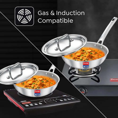 Prestige 22cm/1.0L Tri-Ply Stainless Steel Splendid Fry Pan with Lid- 38317