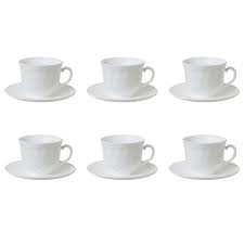 Cup Saucer 12pc Set White- 190CC-12