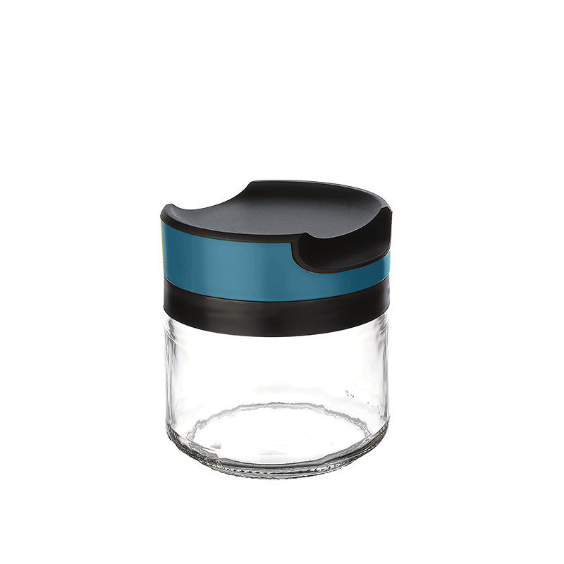 GLASSER JAR WITH LID (TURQUOISE / COFFEE / GREY)300ML-KC-420