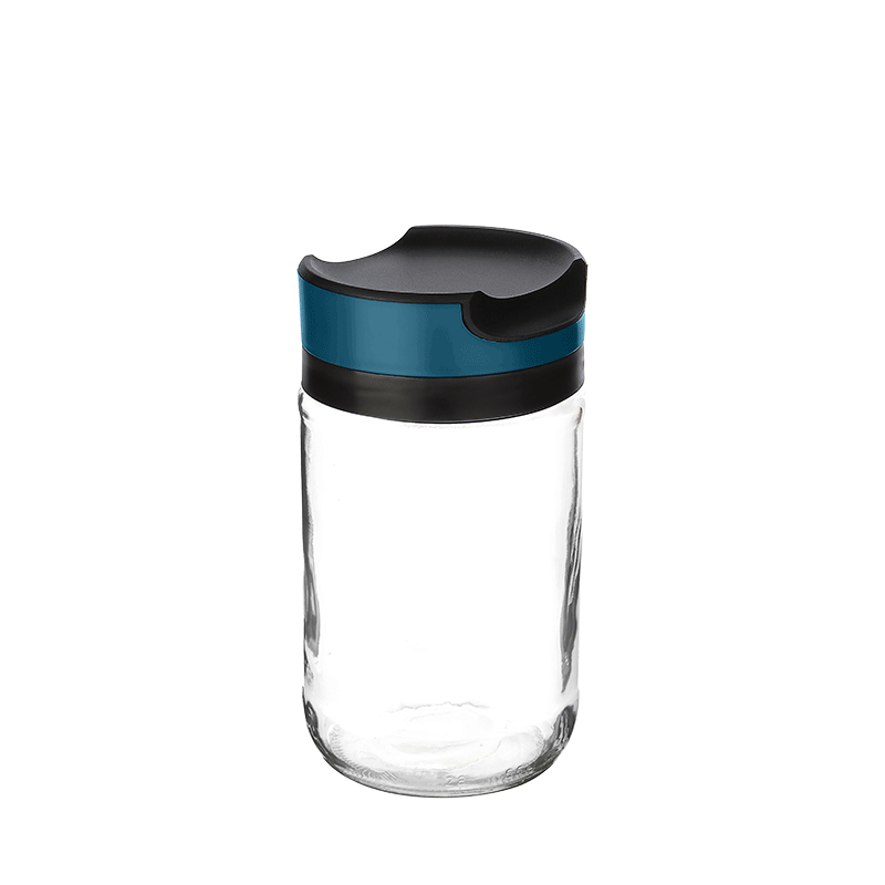 GLASSER JAR WITH LID (TURQUOISE / COFFEE / GREY)660ML-KC-422