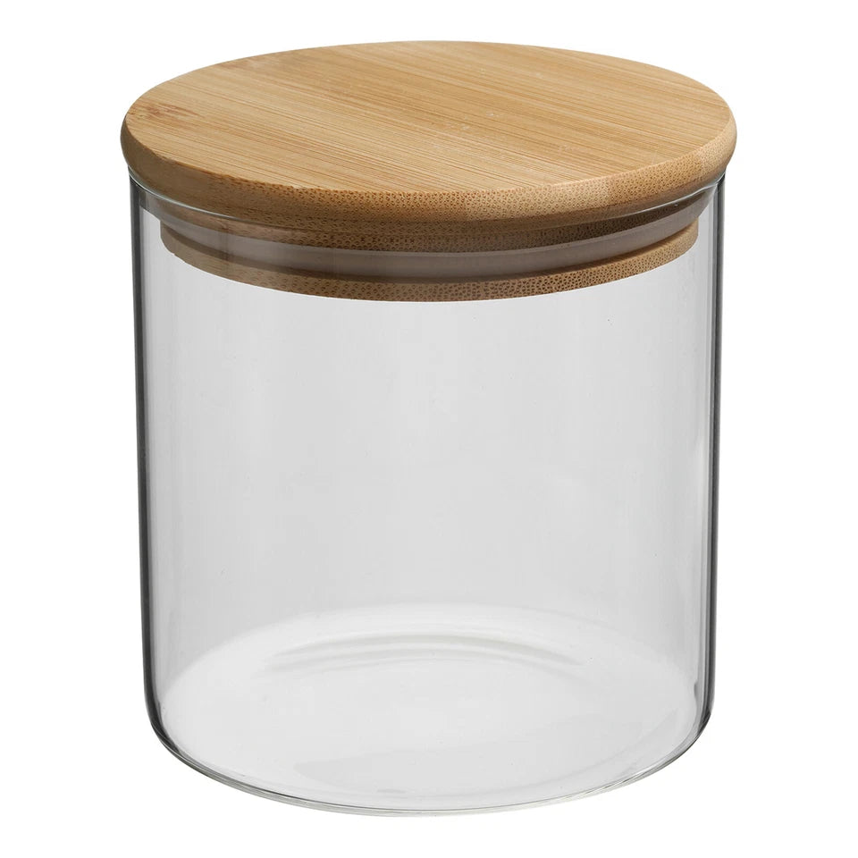 Glass Jar Round With Wooden Cover 10x15cm-R1015(1-28)