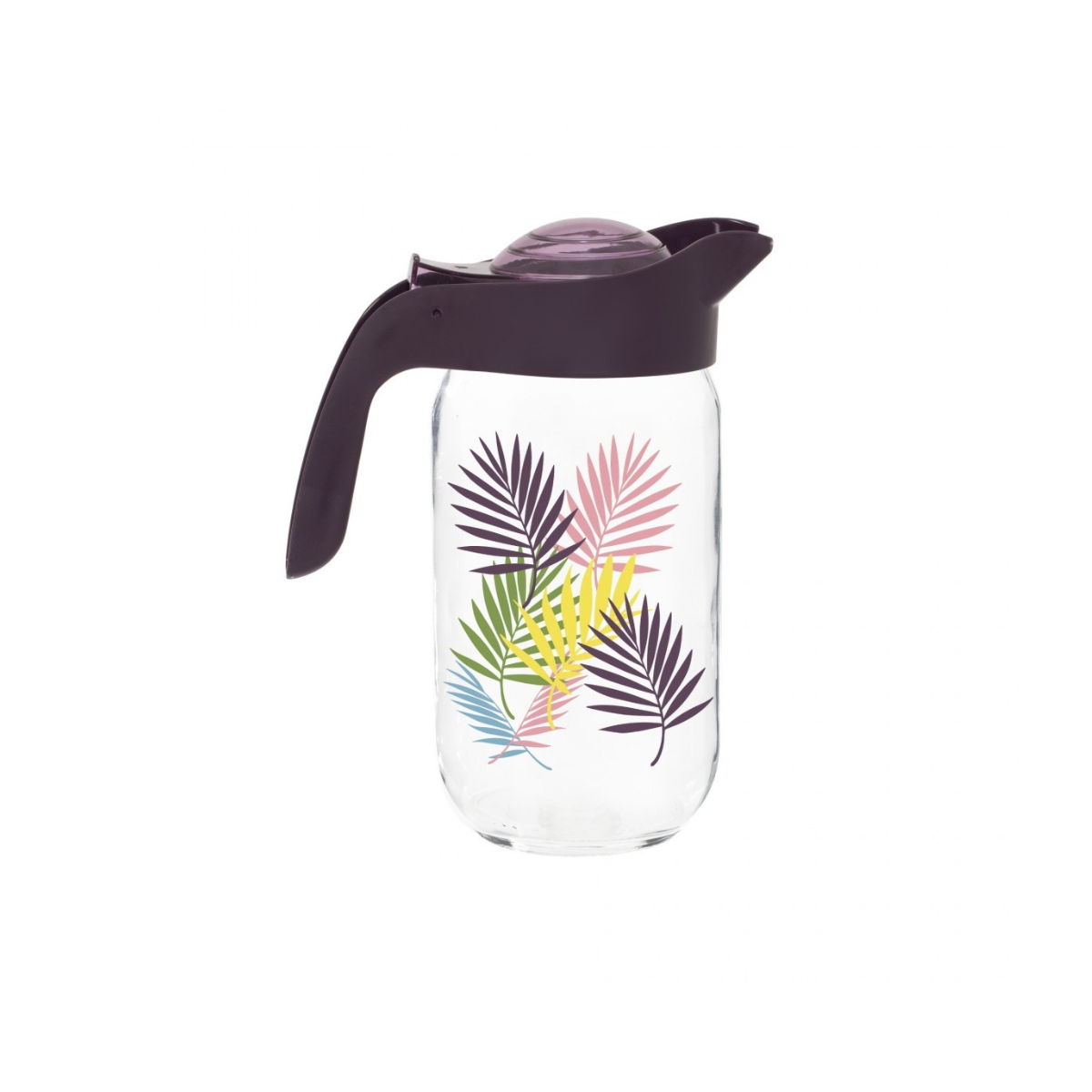 Herevin 1000ml Decorated Liquid Dispenser Jug Purple Leaf - 151196-061