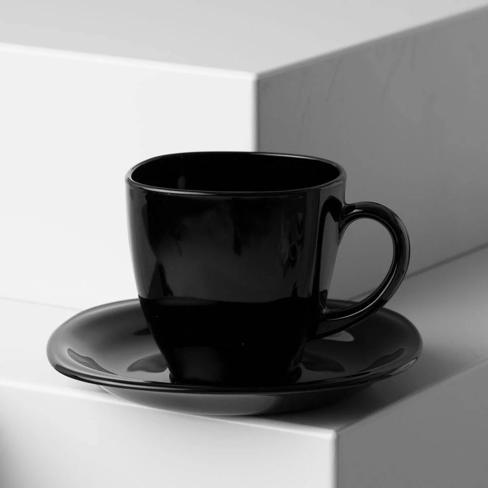 Cup Saucer 12pc Set Black 220ml- 220CC-12BLK