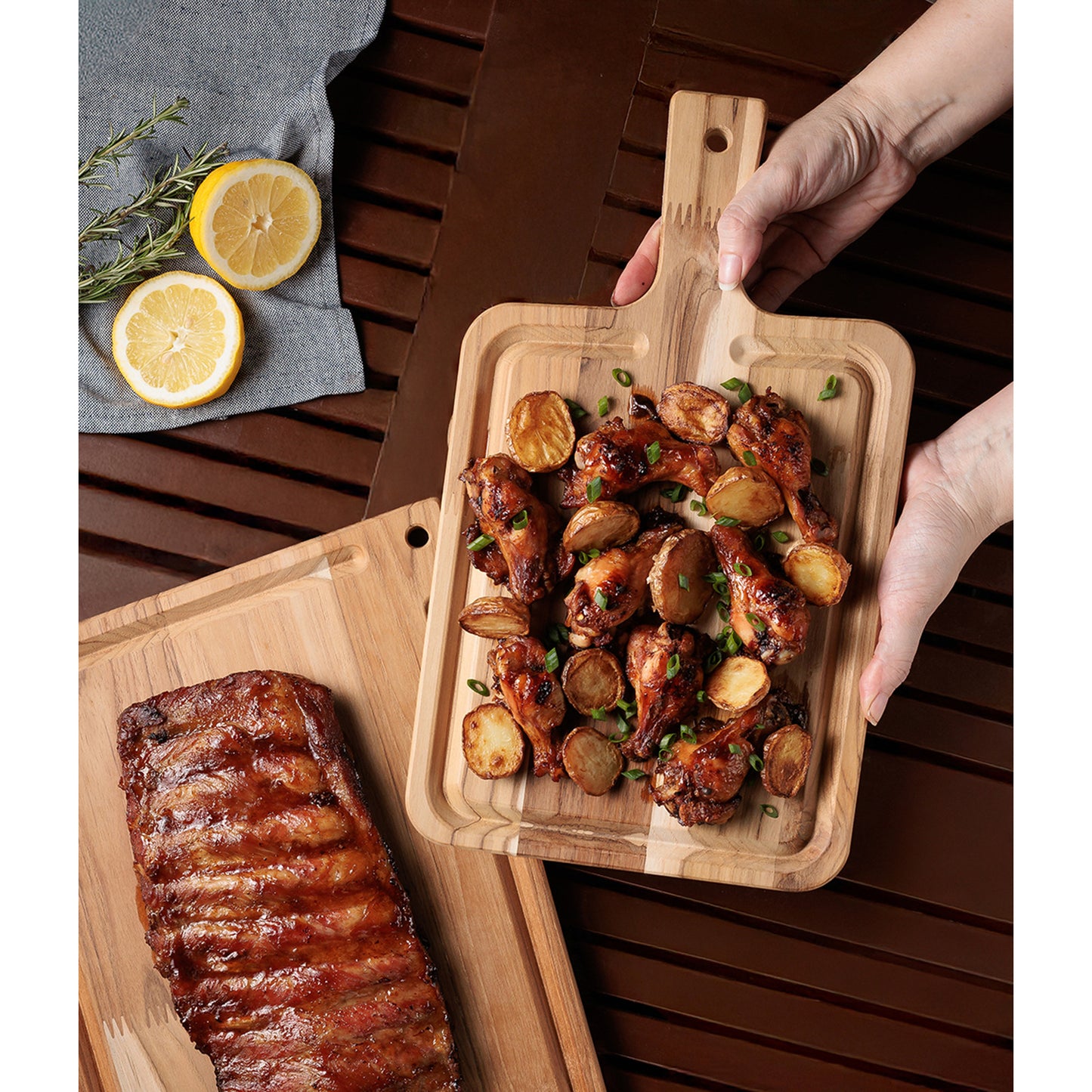 Tramontina Tropical Wood Barbecue Board with Handle 40x23.3 cm -13236/052