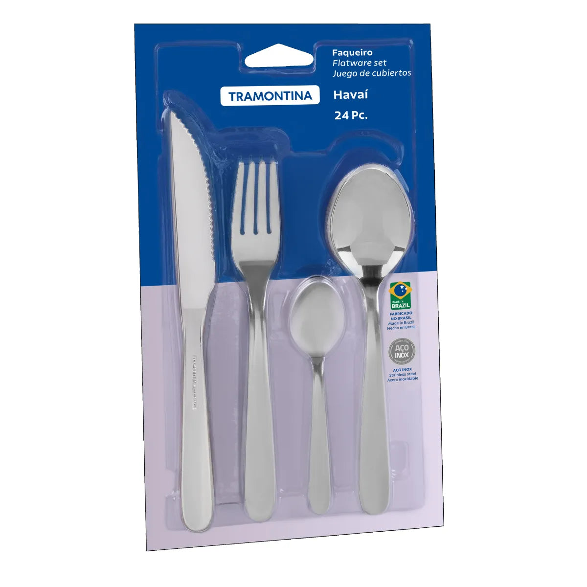 Tramontina Havai Stainless Steel Flatware 16 Pcs Set with Steak Knives-66906/094