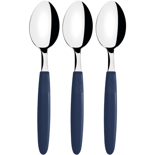 Tramontina Ipanema Tea Spoon 3pc Set Stainless Steel Blades & Blue Polypropylene Handles - 23367/310