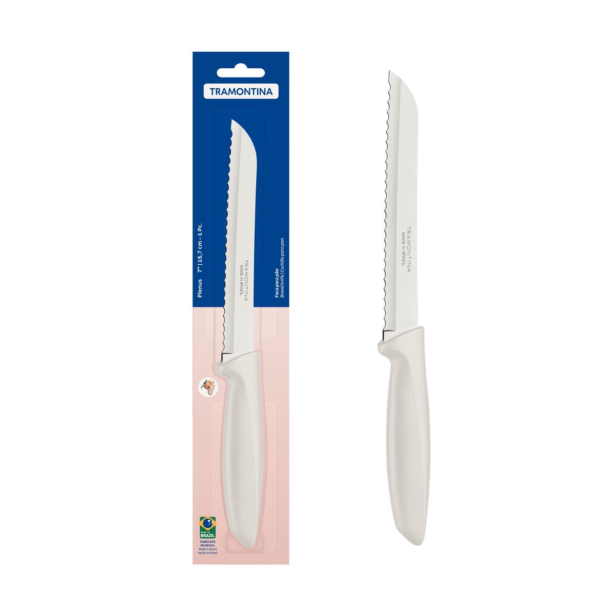 Tramontina Bread Knife Plenus White Handle 7 Inch- 23422/137