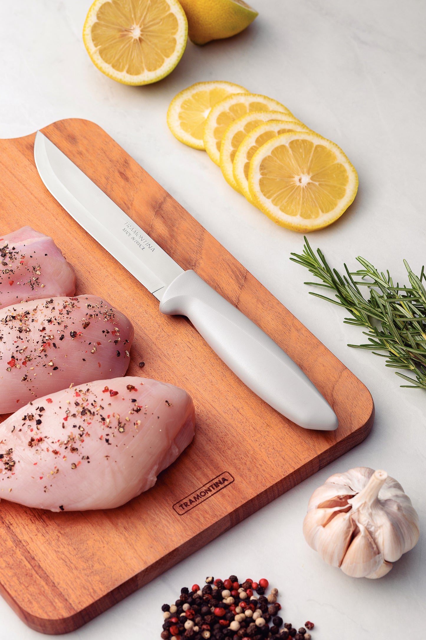 Tramontina Plenus Kitchen Knife 6" Stainless Steel Blade & Off White Polypropylene Handle - 23423/136