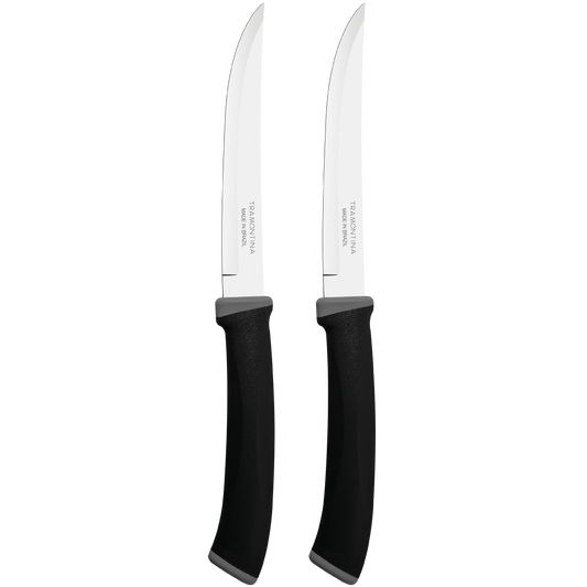 Tramontina Felice Barbecue Knife Set 5'' Stainless Steel Blades, Smooth Edge & Black Polypropylene Handles - 23493/205