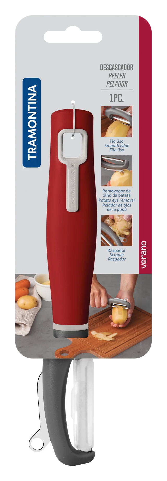 Tramontina Peeler- Julienne Cut Verano Red Handle- 25587/170