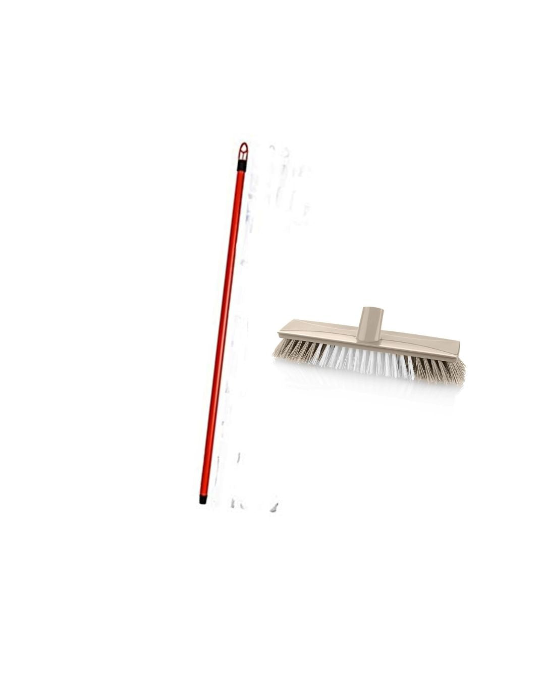 Tough Floor Brush with red stick 250x65x80mm-TP-503+TP-610