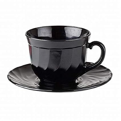 Cup Saucer 12pc Set Black- 190CC-12BLK