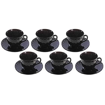Cup Saucer 12pc Set Black- 190CC-12BLK