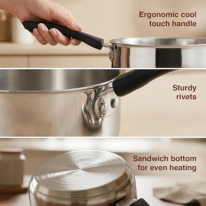 Judge Classic SS Milkpan With Glass Lid Shrinkwrap 14cm- 38246