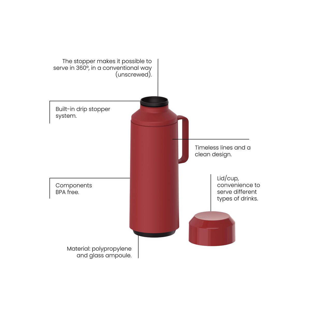Vacuum Insulated Bottle Maroon 1L - 61637/506
