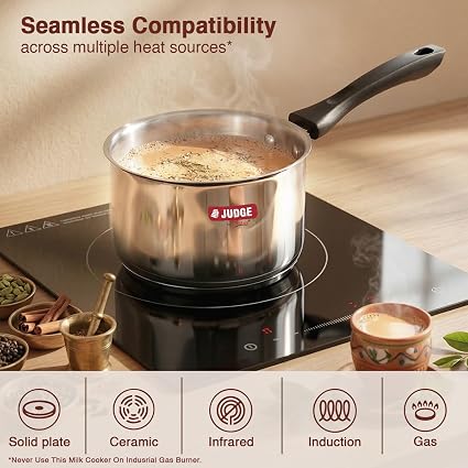 Judge Classic SS Milkpan With Glass Lid Shrinkwrap 14cm- 38246