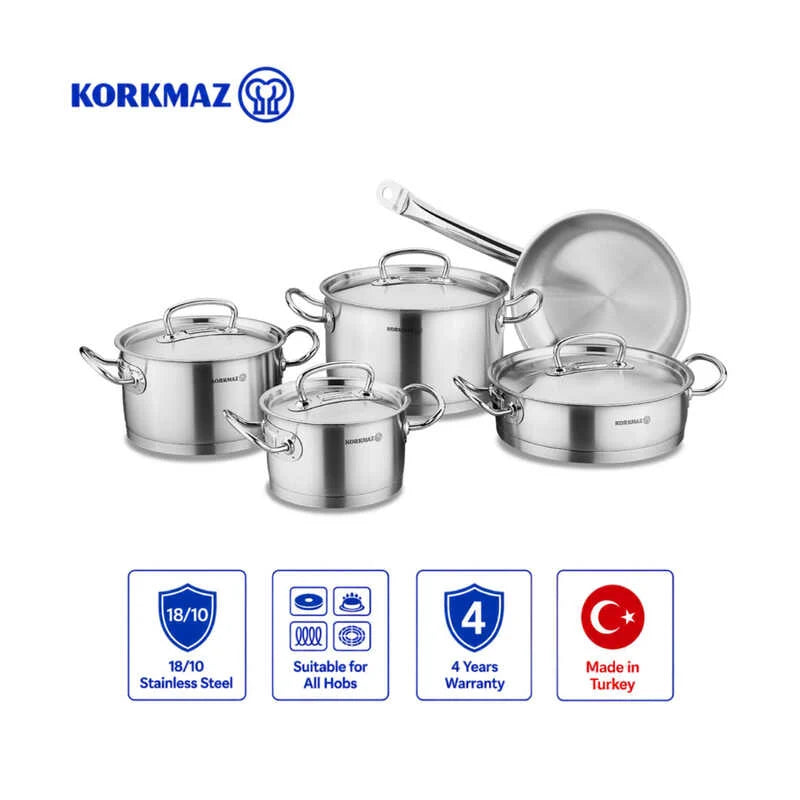 Korkmaz Proline 9 pcs Cookware Set Satin- A1150