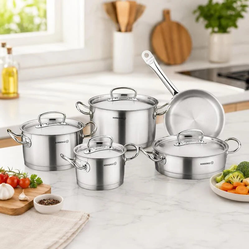 Korkmaz Proline 9 pcs Cookware Set Satin- A1150