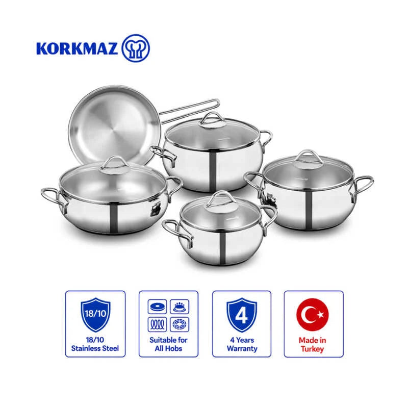 Korkmaz Tombik 9 pcs Cookware Set- A1800