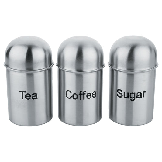 Stainless Steel Cannister 3pc Set (Tea + Coffee + Sugar) - 9x12.5cm - CANST - TCS