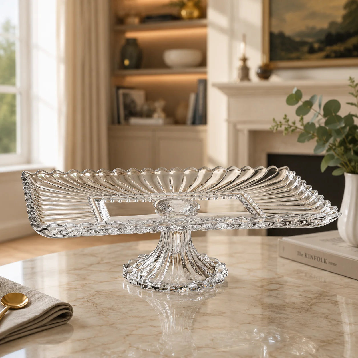 Glass Footed Platter High Base-TF2046-J
