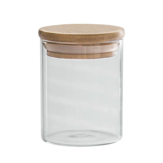 GLASS JAR RD WITH WOOD COVER 10X10CM- R1010(1-8)